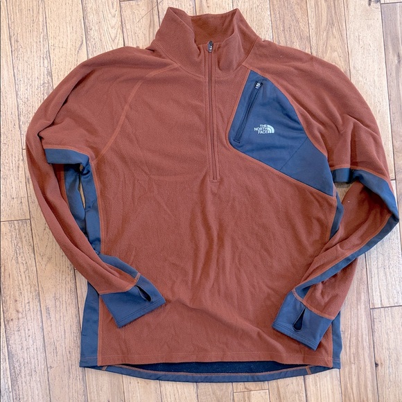 The North Face Orange and Gray quarter-zip Pullover - Picture 1 of 6